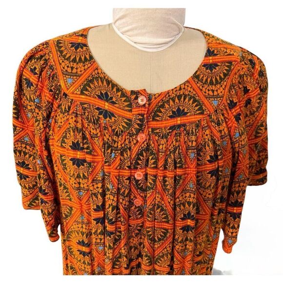 Go Softly Patio Dress Plus Sz. 1X Giraffe Flounce Sleeves Lightweight Packable - Picture 4 of 11